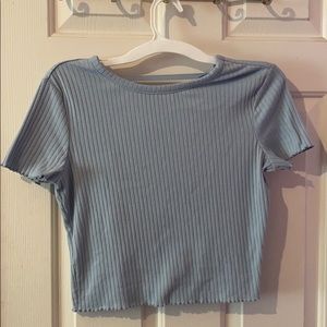 Light blue short sleeve crop top